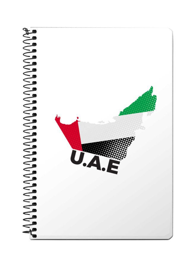ستايلايزد دفتر ملاحظات حلزوني بورق A5 بطبعة خريطة الإمارات أبيض/أحمر/أخضر