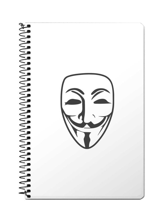 ستايلايزد دفتر ملاحظات بسلك حلزوني مقاس A5 مطبوع بتصميم قناع فانديتا أبيض/ أسود