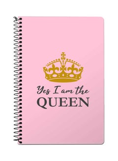Yes I'm The Queen Printed A5 Spiral Bound Notebook Pink/Black/Gold