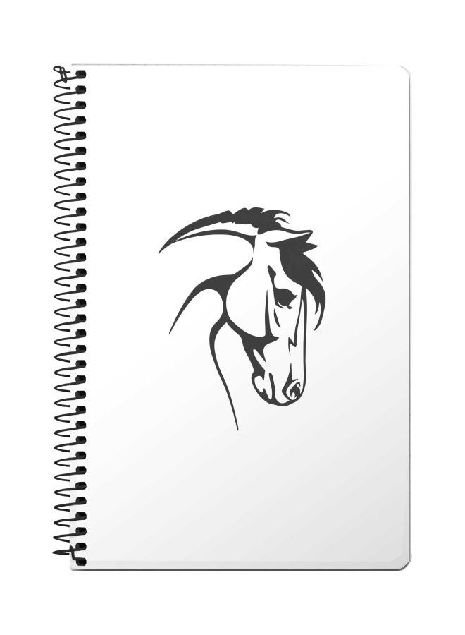 Stylizedd A5 Arabstallion Printed Spiral Bound Notebook White/Black