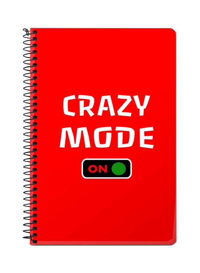 Stylizedd A5 Crazy Mode On Printed Spiral Bound Notebook Red/Black/White