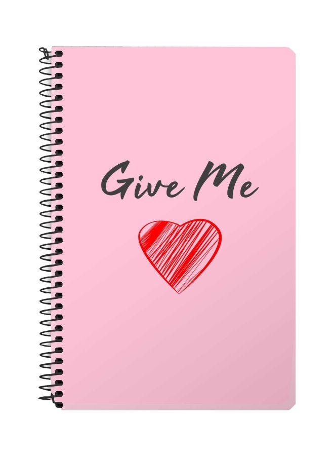 Stylizedd A5 Give Me Love  Printed Spiral Bound Notebook Pink/Red/Black
