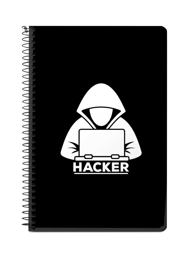 Stylizedd A5 Hacker Printed Spiral Bound Notebook Black/White