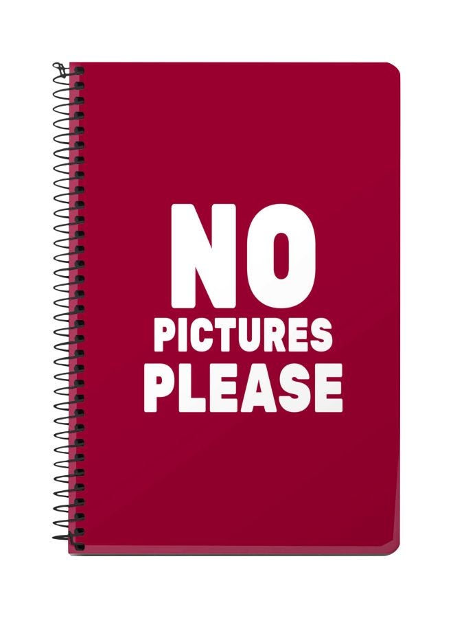 Stylizedd A5 No Pictures Please Printed Spiral Bound Notebook Red/White