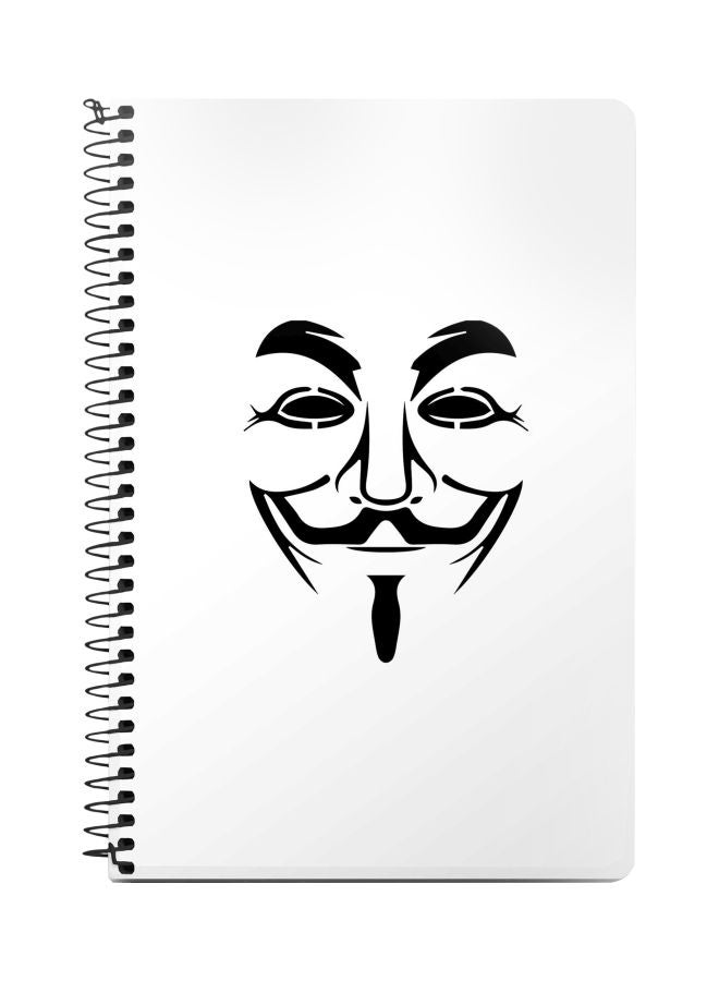 Stylizedd A5 Vendetta Mask Printed Spiral Bound Notebook White/Black