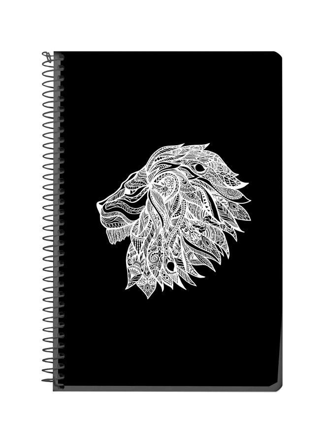 Stylizedd A5 Lion Abstract Printed Spiral Bound Notebook Black/White