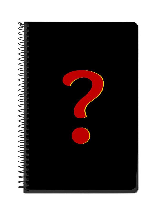 ستايلايزد دفتر ملاحظات بسلك حلزوني مقاس A5 مطبوع بعلامة السؤال "؟" أسود/أحمر