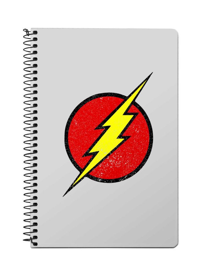 Stylizedd A5 Who Flash? Printed Spiral Bound Notebook White/Red/Yellow