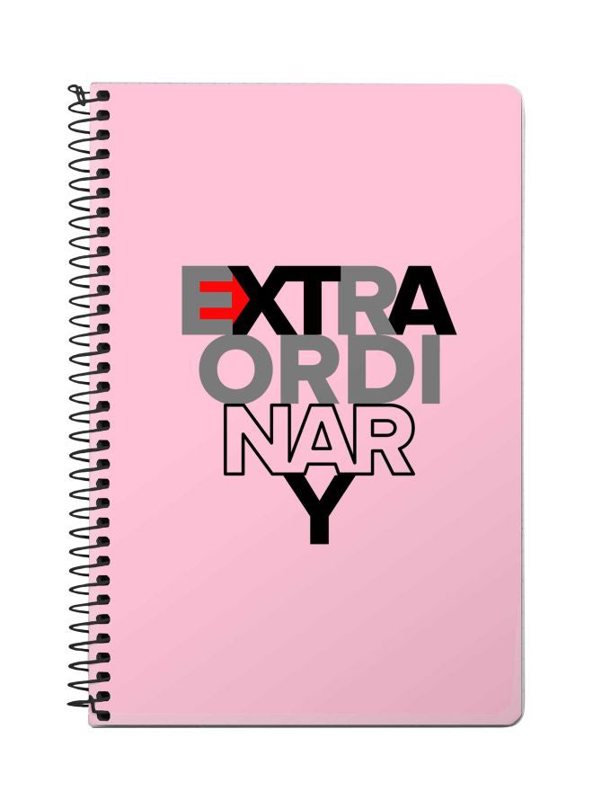 Stylizedd A5 Extraordinary Printed Spiral Bound Notebook Pink/Grey/Black