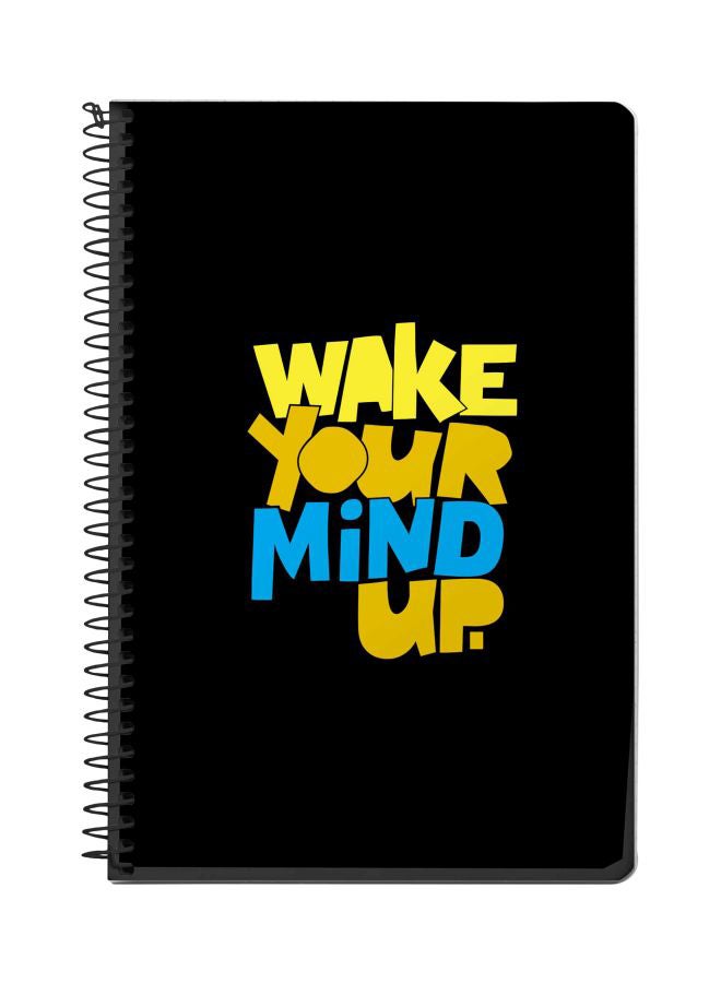 Stylizedd A5 Wake Your Mind Up Printed Spiral Bound Notebook Black/Yellow/Blue