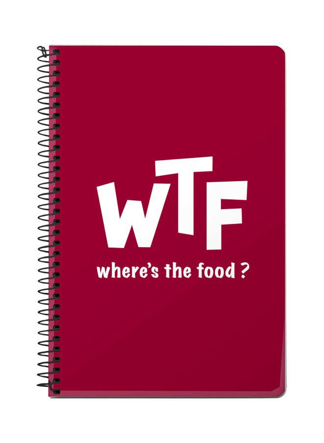 ستايلايزد دفتر ملاحظات بسلك حلزوني بطبعة "Where's The Food" قياس A5 أحمر/أبيض