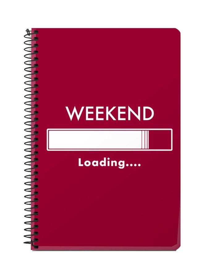 ستايلايزد دفتر ملاحظات بسلك حلزوني مقاس A5 مطبوع بعبارة "Weekend Loading" أحمر/أبيض