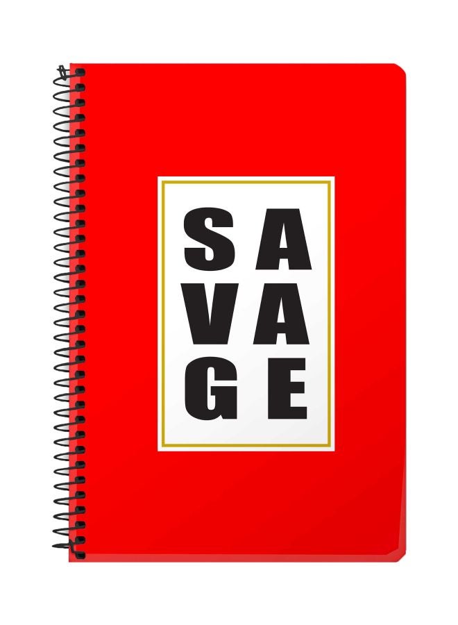 ستايلايزد دفتر ملاحظات بسلك حلزوني بطبعة "Savage" قياس A5 أحمر/ أبيض/ أسود