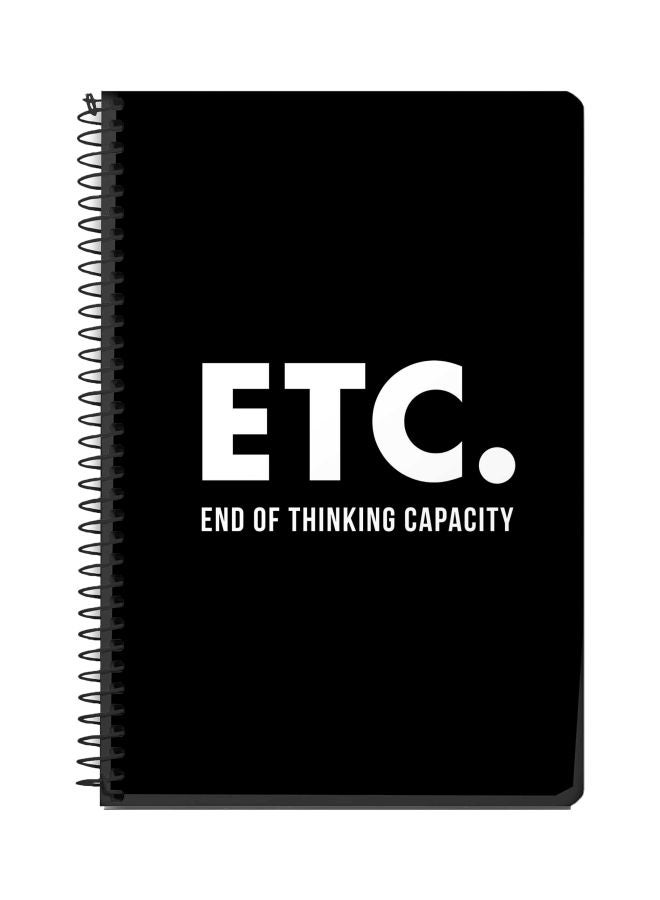 Stylizedd A5 ETC Printed Spiral Bound Notebook Black/White