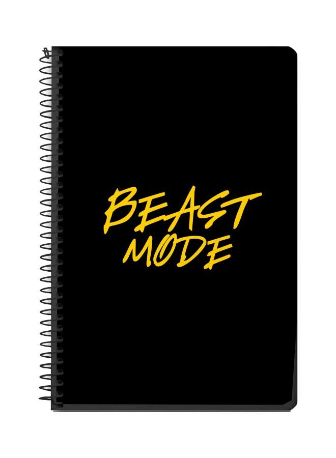 Stylizedd - A5 Beast Mode Printed Spiral Bound Notebook Black/Yellow - Image 1