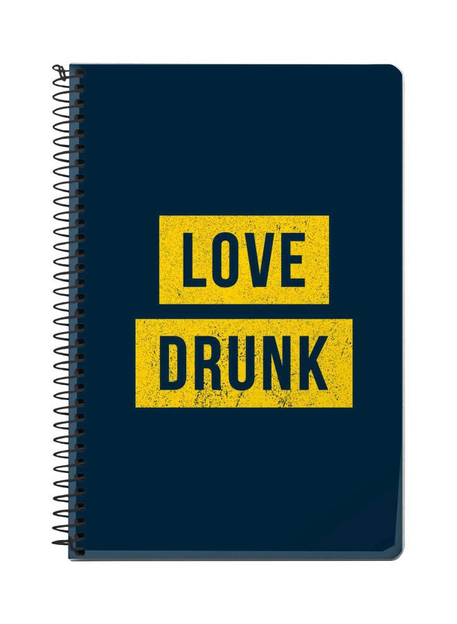 Stylizedd A5 Love Drunk Printed Spiral Bound Notebook Blue/Yellow