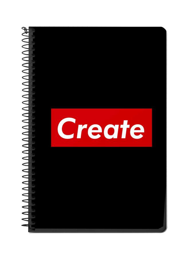 ستايلايزد دفتر ملاحظات بسلك حلزوني مقاس A5 مطبوع بكلمة "Create" أسود/أحمر/أبيض