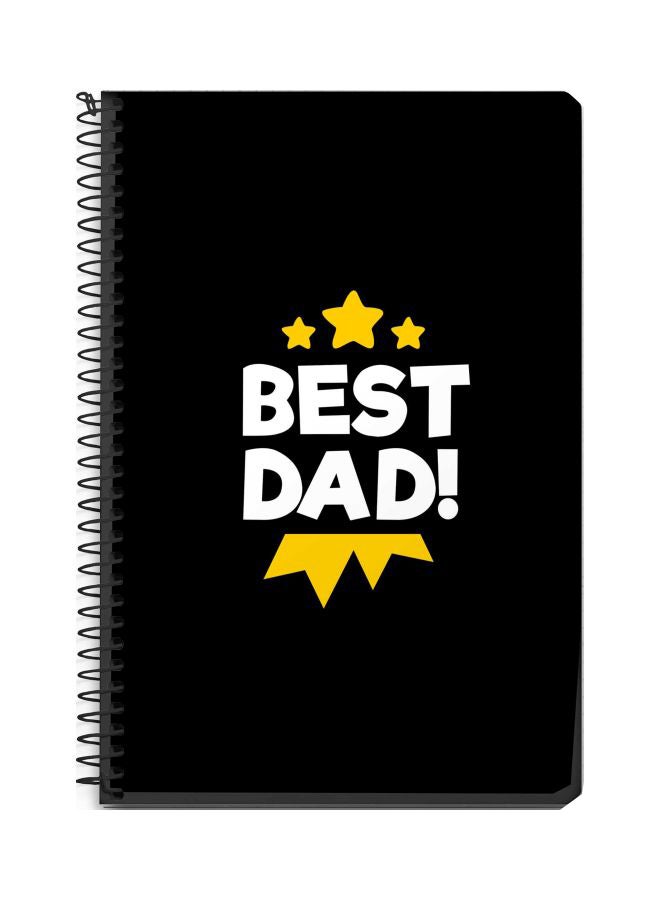 Stylizedd A5 Best Dad Medal Printed Spiral Bound Notebook Black/White/Yellow