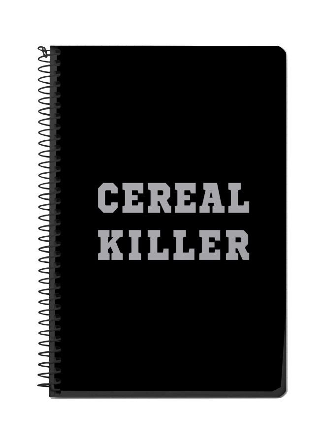 ستايلايزد دفتر ملاحظات بسلك حلزوني بطبعة "Cereal Killer" قياس A5 أسود/ رمادي