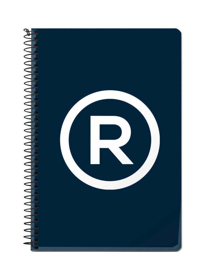 ستايلايزد دفتر ملاحظات بسلك حلزوني وأوراق مقاس A5 بطبعة رمز العلامة التجارية المسجلة أزرق/ أبيض