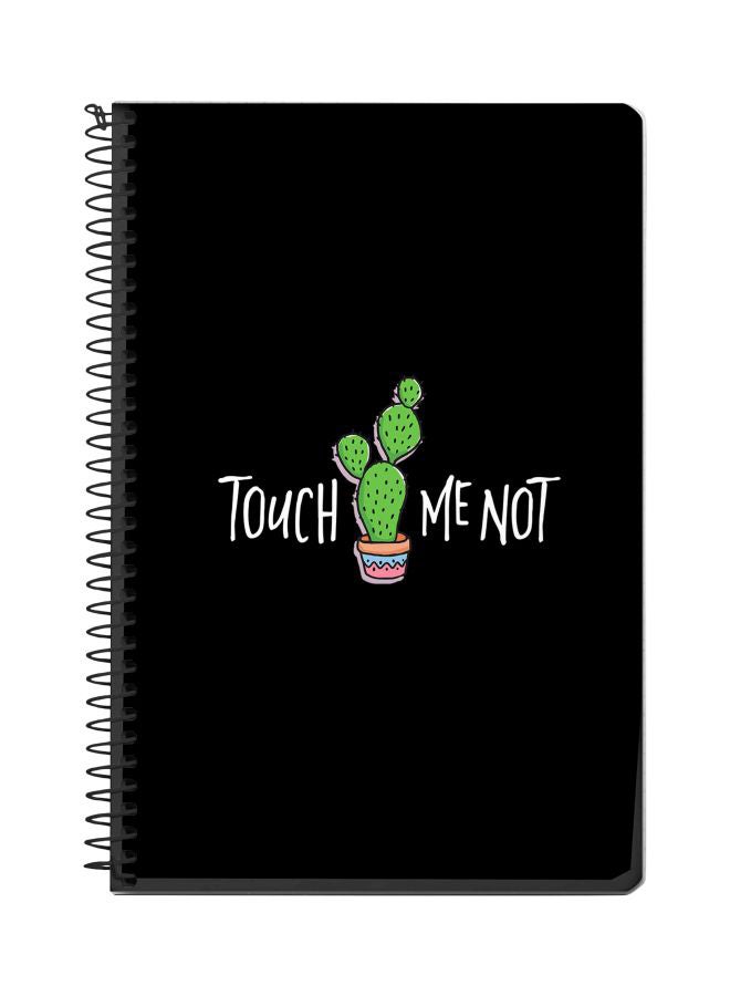 ستايلايزد دفتر ملاحظات بسلك حلزوني بطبعة "Touch Me Not" قياس A5 أسود/ أبيض/ أخضر