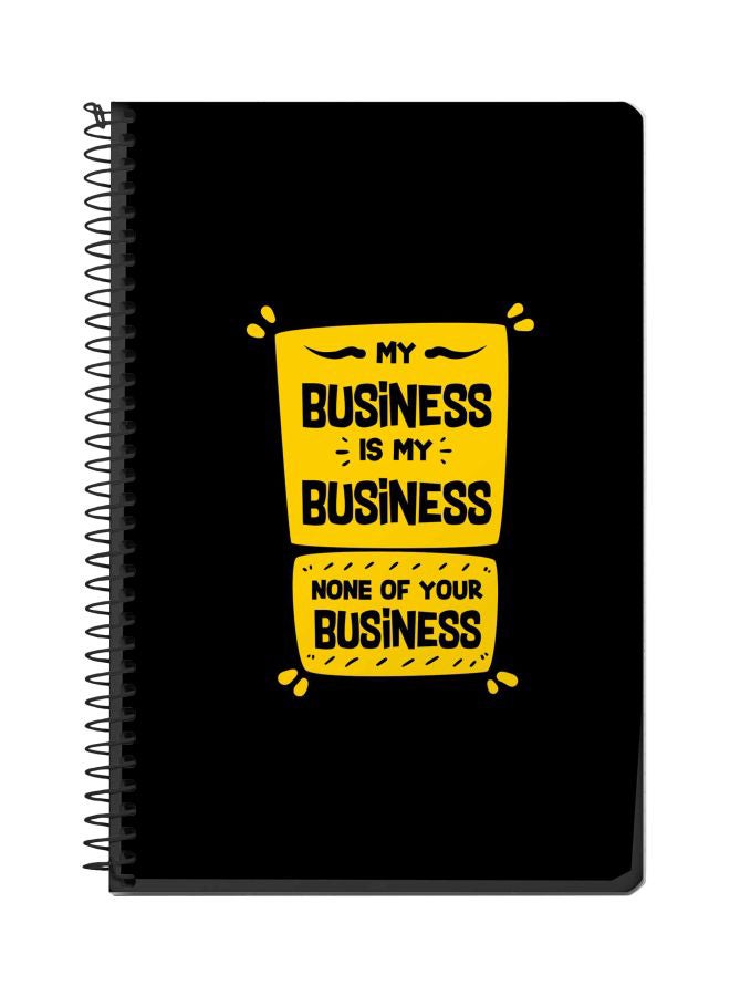Stylizedd A5 My Business Printed Spiral Bound Notebook Black/Yellow