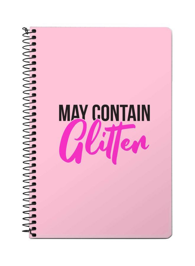 Stylizedd A5 May Contain Glitter Printed Spiral Bound Notebook Pink/Black