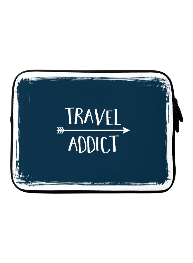 Stylizedd Travel Addict Printed Laptop Sleeve With Strap For Apple MacBook 15-Inch Blue/White - Image 1