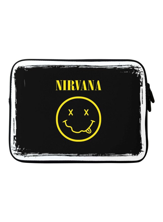 Stylizedd Nirvana Printed Laptop Sleeve With Strap For Apple MacBook 15-Inch Black/Yellow/White - Image 1