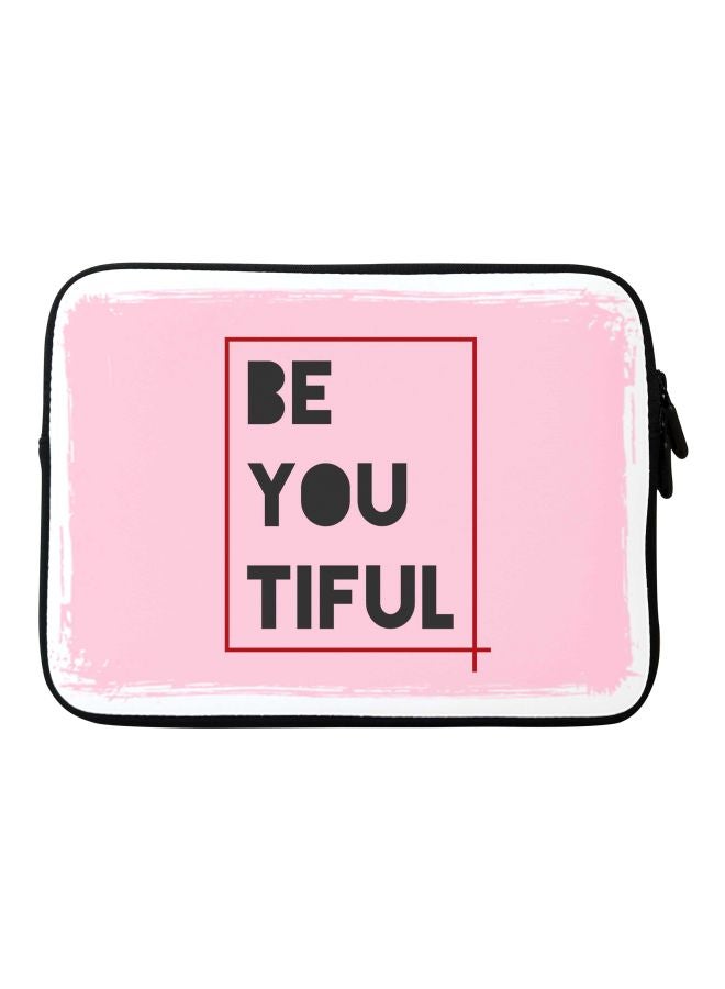 Stylizedd Be You Tiful Water Resistant Sleeve For Apple MacBook 15 Inch Baby Pink/ Black - Image 1
