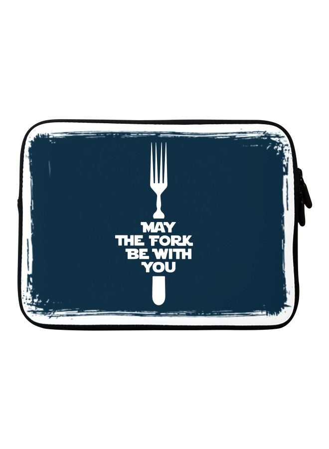 ستايلايزد حافظة حمل بطبعة عبارة "May The Fork" لجهاز أبل ماك بوك مقاس 15 بوصة أزرق / أبيض - Image 1