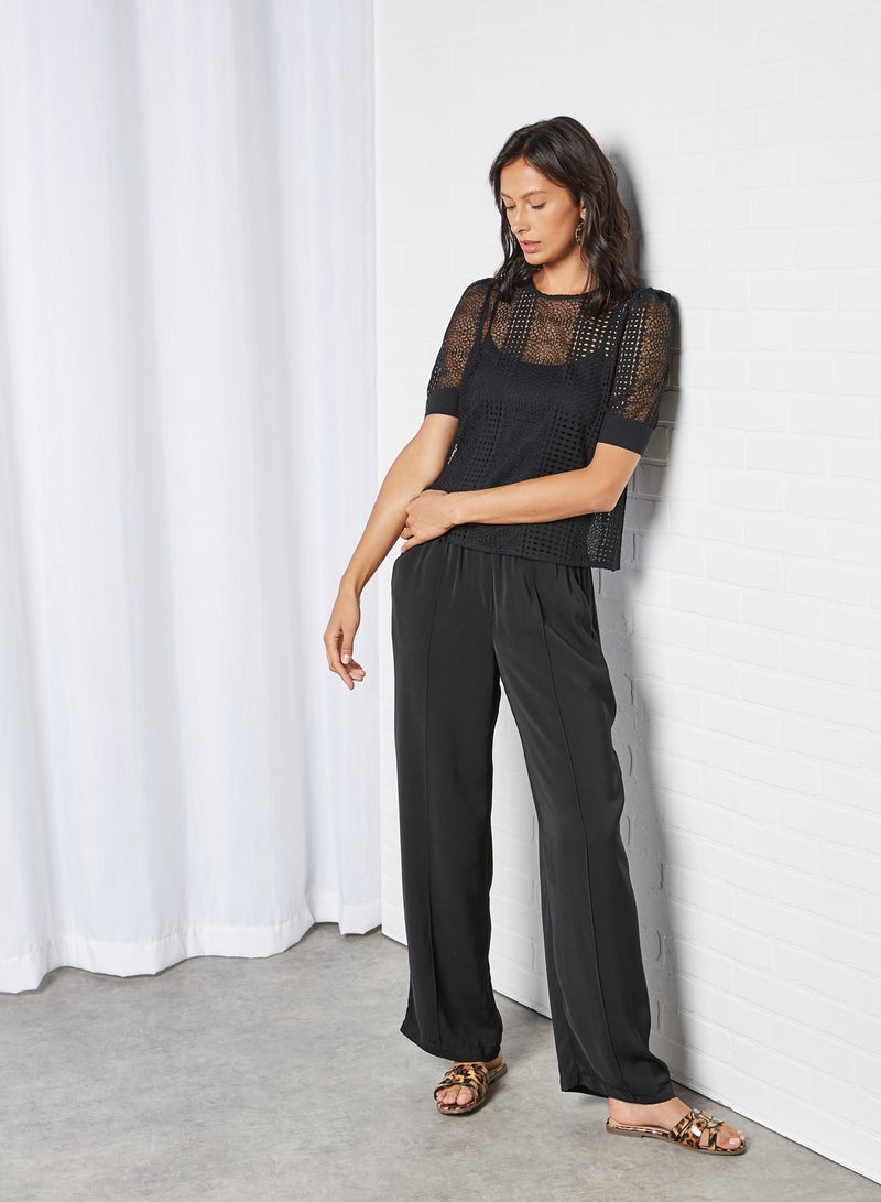 VERO MODA Lace Puff Sleeve Top Black  - Image 3
