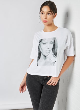 Relaxed Fit T-Shirt Bright White Kate Moss Print Opt 2 - v1600503927/N39975261V_1