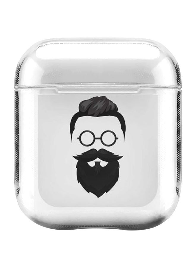 ستايلايزد حافظة واقية بطبعة محب اللحية من سلسلة كلاسيك لسماعة أبل آيربودز 1/2 أبيض/ أسود - Image 1