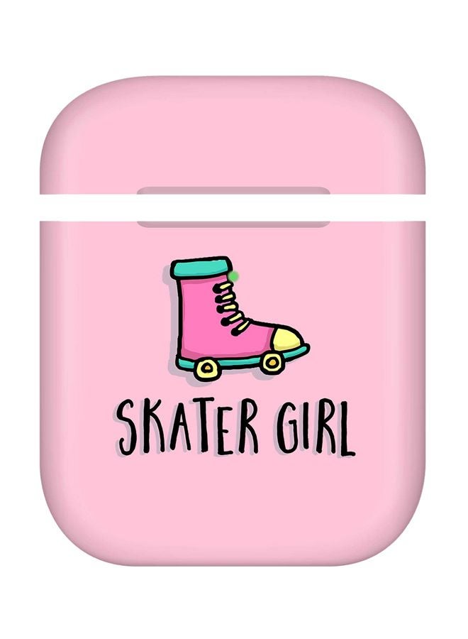 Stylizedd Skater Girl Printed Protective Case For Apple AirPods 1/2 Pink/Black  - Image 1