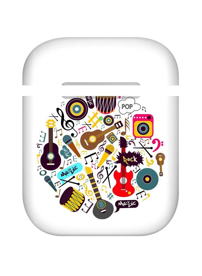 ستايلايزد غطاء حماية بطبعة آلات موسيقة لسماعة أبل آيربودز أبيض/بني/أحمر
