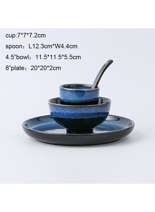 Shuer 4-Piece Ceramic Dinnerware Set Navy Blue  - Image 4