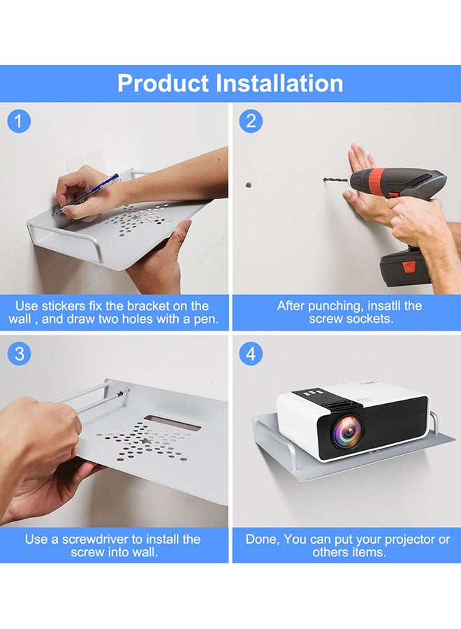 Wownect Wall Mount Projector Stand Silver - Image 4