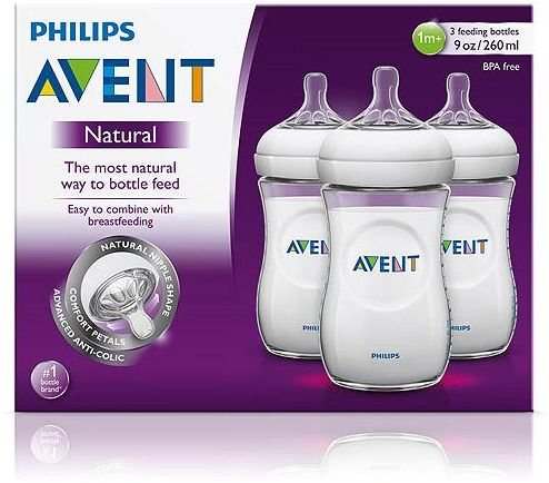 Philips Avent 3-Piece Natural Feeding Bottle Set 260ml Clear - Image 2