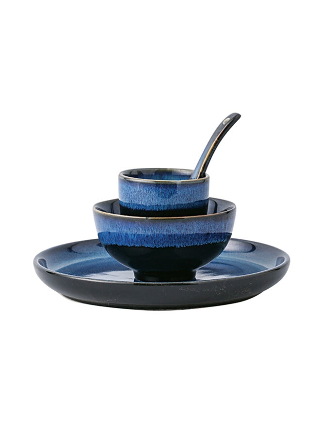 Shuer 4-Piece Ceramic Dinnerware Set Navy Blue  - Image 1