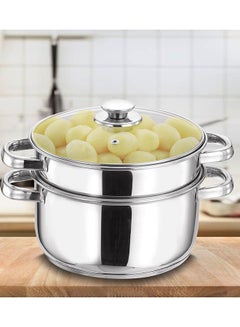 VINOD 2-Tier Stainless Steel Steamer Pan Silver 20cm  - Image 4