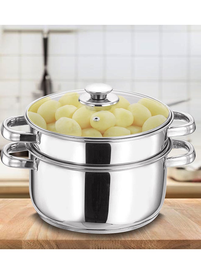 VINOD 2-Tier Stainless Steel Steamer Pan Silver 20cm  - Image 4