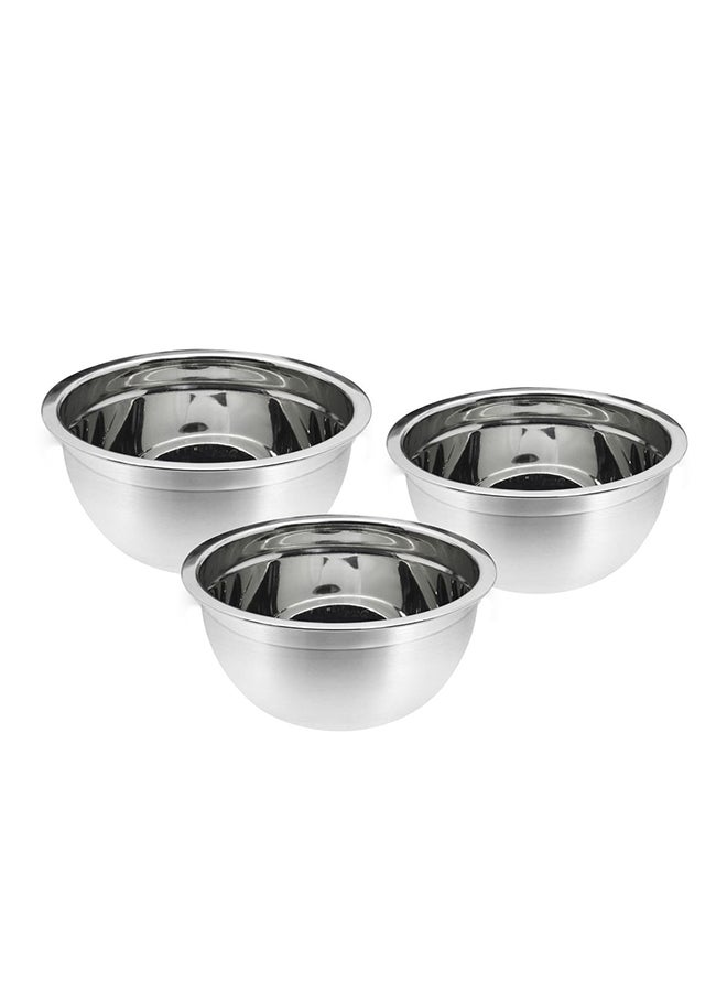 VINOD Raj Stainless Steel Mixing Bowl with Plastic Lid, 14 / 16 / 18 CM, VPI014, 3 Pieces Serving Bowl Set , Storage Container Set , Meal Prep Containers with Lid Silver/White 14x16x18cm - Image 2