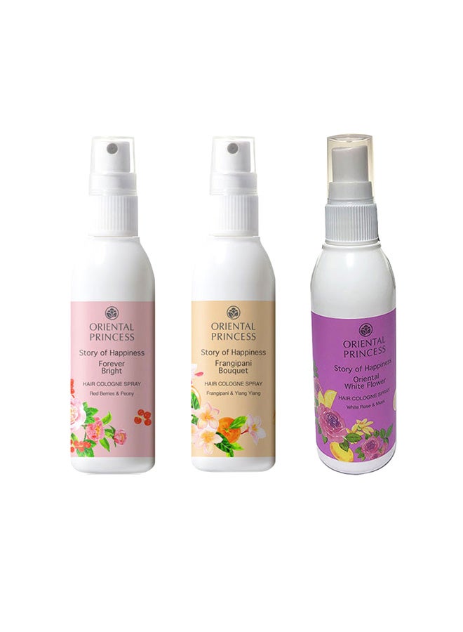 أوريانتال برنسس مجموعة بخاخ كولونيا للشعر فور إيفر برايت وايت فلاور مكونة من 3 قطع 100ملليلتر - Image 1