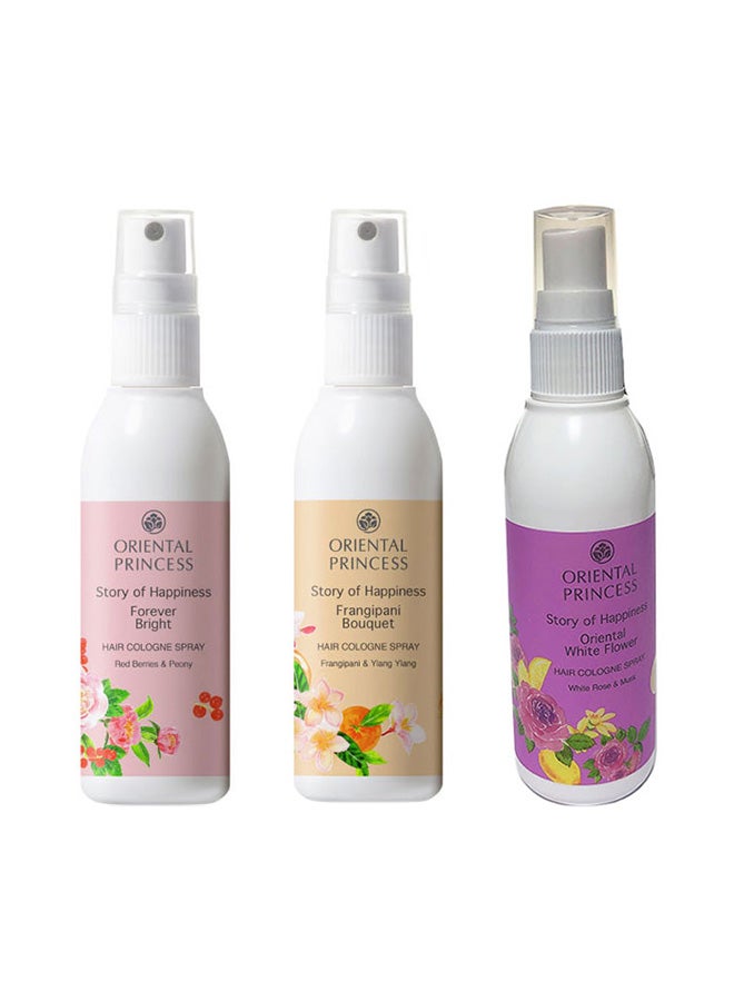 Pack Of 3 Frangipani, Forever Bright, White Flower Hair Cologne Spray Multicolour 100ml - v1600603870/N40412367A_1