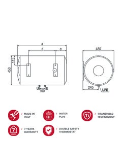 Ariston Horizontal Electric Water Heater 50L PRO-1R PRO1 R White/Grey  - Image 3
