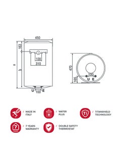 Ariston Vertical Electric Water Heater 50L PRO-1R PRO-1R 50 V White  - Image 3