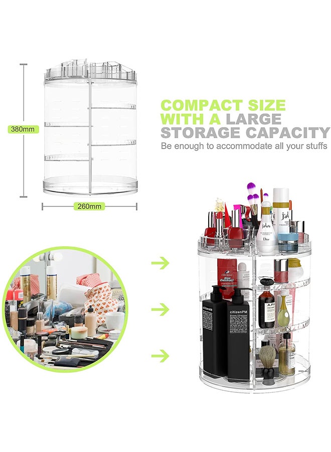 Generic 360 Degree Rotating Adjustable Cosmetic Storage Display Case With 8 Layers Clear  - Image 2