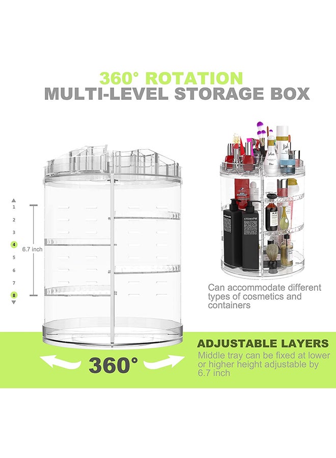 Generic - 360 Degree Rotating Adjustable Cosmetic Storage Display Case With 8 Layers Clear - Image 1