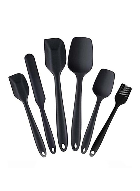 6-Pieces Flexible Non-Stick Heat Resistant Silicone Spatula For Cooking, Baking And Mixing black